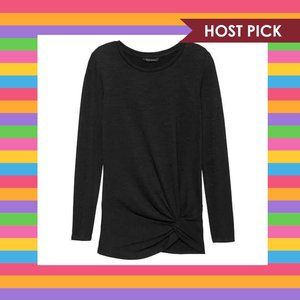 Banana Republic Luxespun Twist-Front T-Shirt Black (S) - NWT